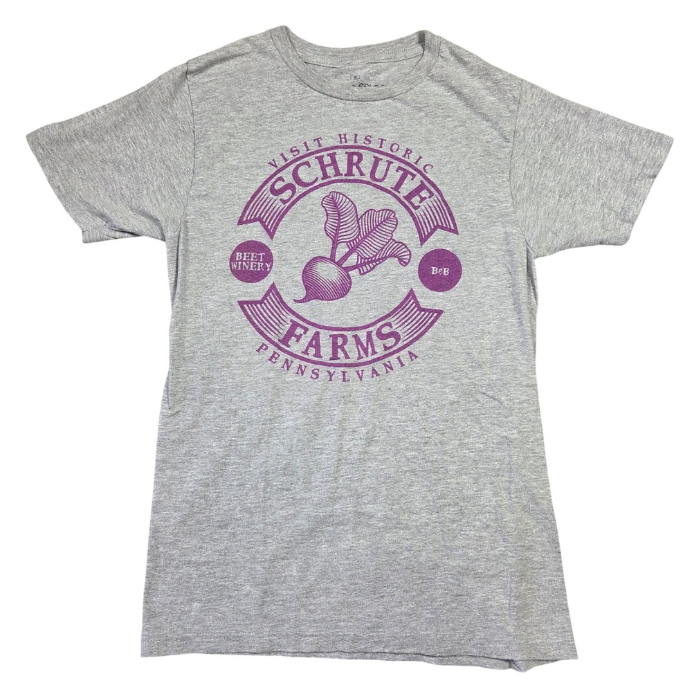 The Office Schrute Farms Beet Winery Gray Graphic T-Shirt Small Ripple‎ Junction